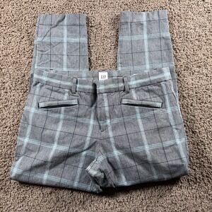 GAP Skinny Ankle Pants Women 12 Plaid Grey Blue Casual Office preppy trousers